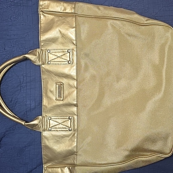 Versace Parfums Gold Color Tote Mesh Material Type Body Appears New With COA